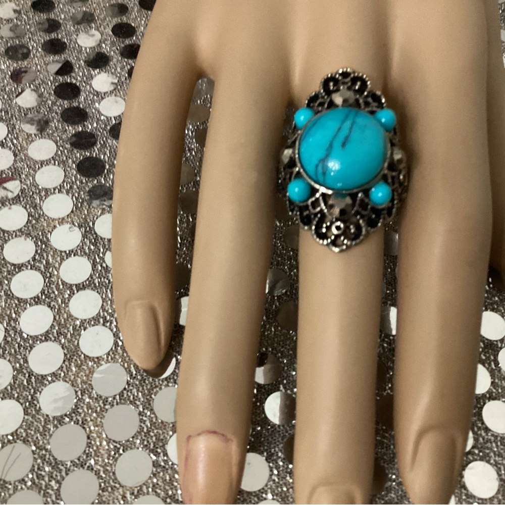 Turquoise and Silver Statement Ring